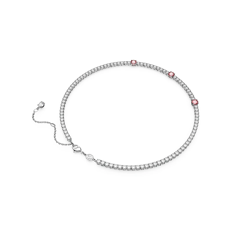 Collier Matrix Tennis en Métal Rhodié avec Cristaux Swarovski - 45cm. Color: blanc | Doucet Latendresse