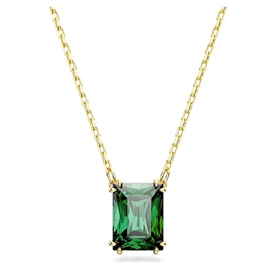 Collier Pendentif Plaqué Or avec Cristal Vert Taille Émeraude. Color: jaune | Doucet Latendresse