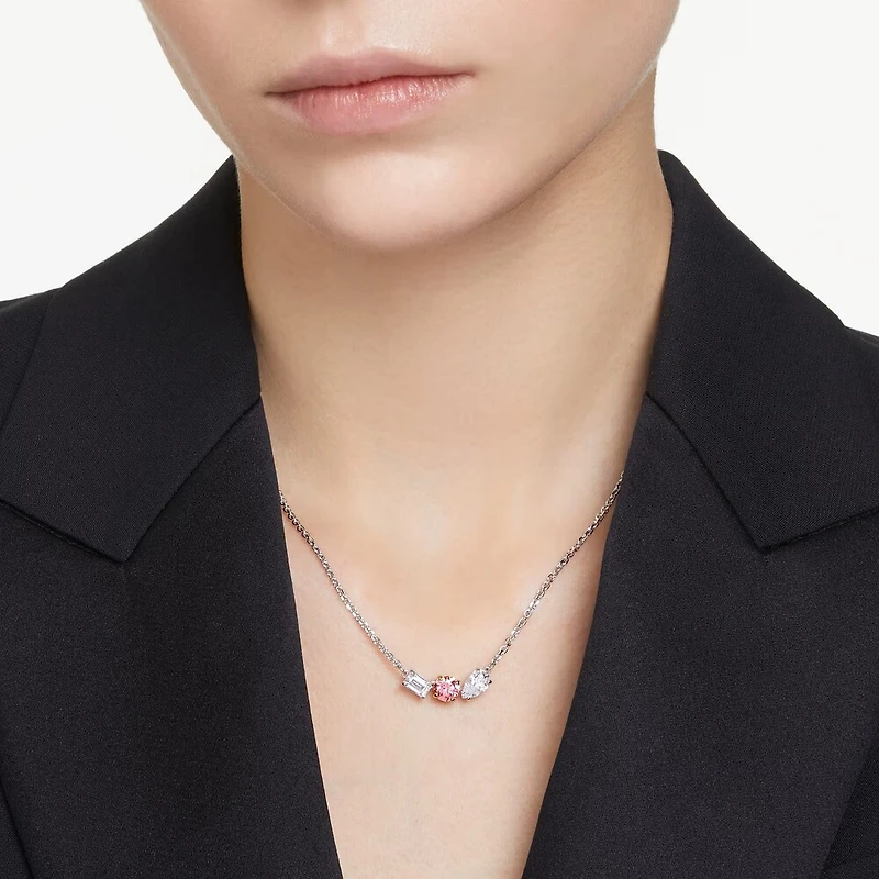 Mesmera Necklace in Rhodium-Plated Metal with Swarovski Crystals - 38