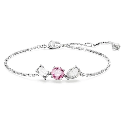 Bracelet Mesmera en Métal Rhodié avec Cristaux Swarovski - 19.5cm. Color: blanc | Doucet Latendresse