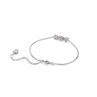 Bracelet Mesmera en Métal Rhodié avec Cristaux Swarovski - 19.5cm. Color: blanc | Doucet Latendresse