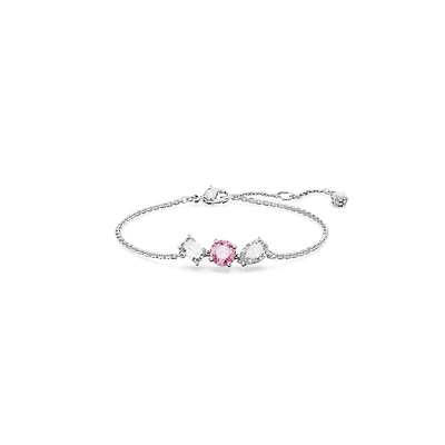Bracelet Mesmera en Métal Rhodié avec Cristaux Swarovski - 19.5cm. Color: blanc | Doucet Latendresse
