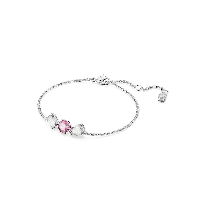 Bracelet Mesmera en Métal Rhodié avec Cristaux Swarovski - 19.5cm. Color: blanc | Doucet Latendresse