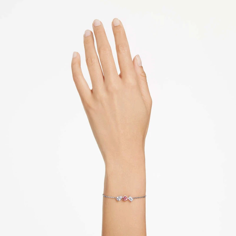 Bracelet Mesmera en Métal Rhodié avec Cristaux Swarovski - 19.5cm. Color: blanc | Doucet Latendresse