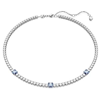 Matrix Tennis necklaceVarious sizes, Blue, Rhodium-plated metal. Color: white | Doucet Latendresse
