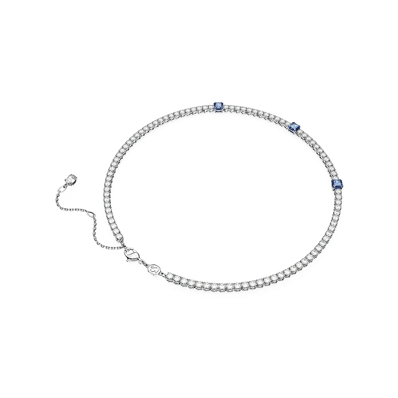 Collier Matrix Tennis en Métal Rhodié avec Cristaux Swarovski - 45cm. Color: blanc | Doucet Latendresse
