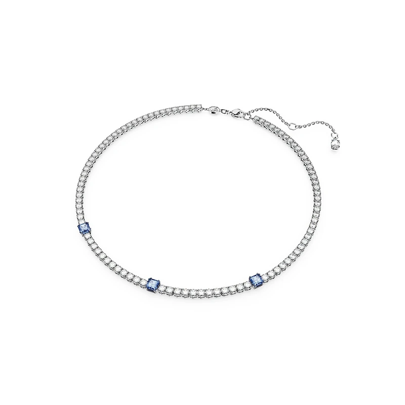Collier Matrix Tennis en Métal Rhodié avec Cristaux Swarovski - 45cm. Color: blanc | Doucet Latendresse