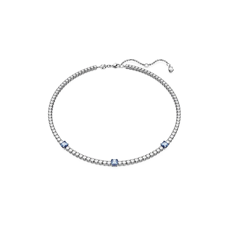Collier Matrix Tennis en Métal Rhodié avec Cristaux Swarovski - 45cm. Color: blanc | Doucet Latendresse