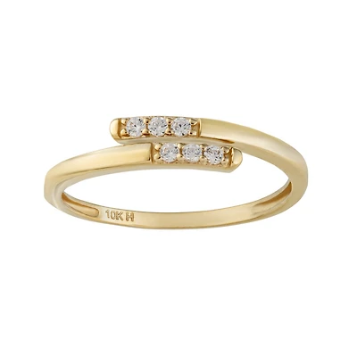 10k gold pinky ring set with cubic zirconia - 1.5mm. Color: yellow | Doucet Latendresse