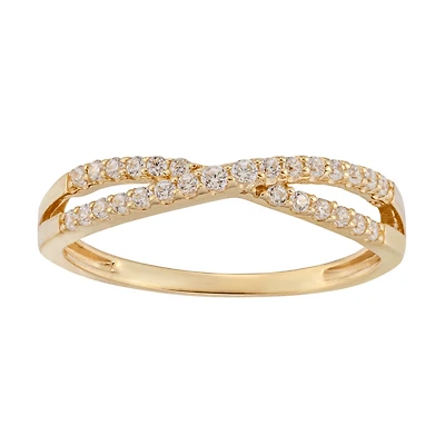 10K crossed pinky ring. Color: yellow | Doucet Latendresse