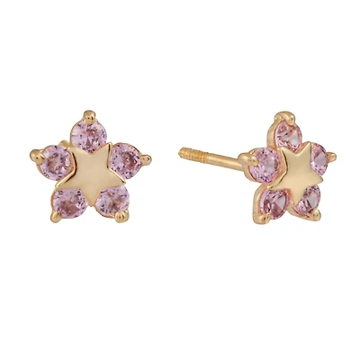Boucles d'oreilles fleure rose  en or 10k pour femmes. Color: jaune | Doucet Latendresse