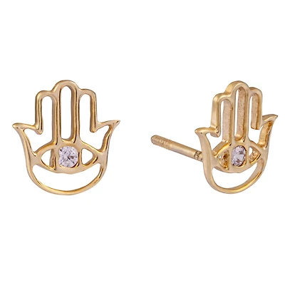 Boucles d'oreilles Hamsa en or 10k. Color: jaune | Doucet Latendresse
