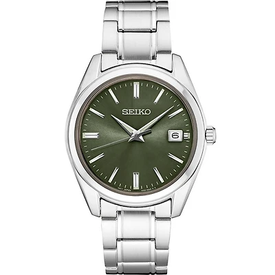Montre Seiko en Acier Inoxydable – 40 mm, Cadran Vert, Bracelet en Acier Inoxydable | Doucet Latendresse