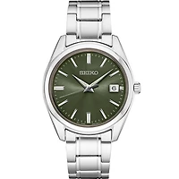 Seiko Stainless Steel Watch – 40 mm Green Dial, Stainless Steel Bracelet | Doucet Latendresse