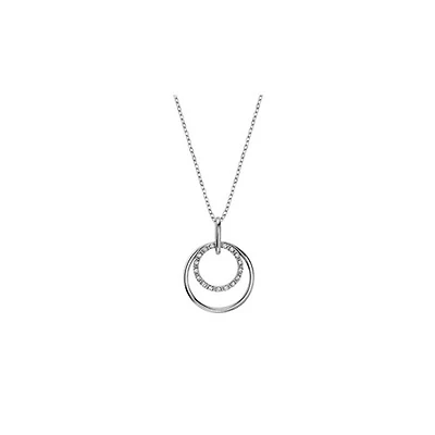 Double Loop Pendant - 10k White Gold & Diamants. Color: white | Doucet Latendresse