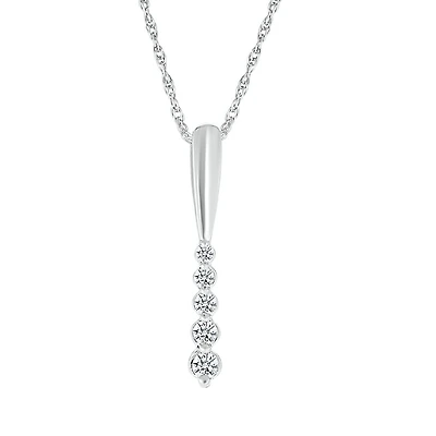 16-point diamond pendant with 18-inch 10k white gold chain. Color: white | Doucet Latendresse