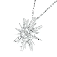 Necklace with a 21mm sterling silver sun pendant set with 0.1 carats of diamonds - 18