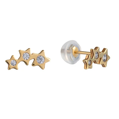 Boucles d'oreilles en or 10k forme etoile pour enfants. Color: jaune | Doucet Latendresse