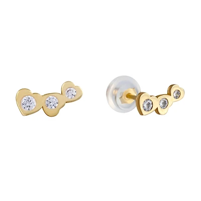 Boucles d'oreilles en or 10k en forme de coeur  pour enfants. Color: jaune | Doucet Latendresse