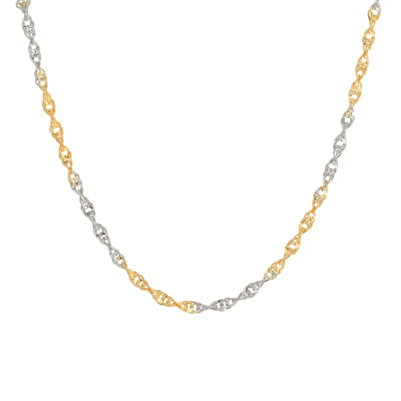 10K Two-Tone Gold Twisted Rope Chain Necklace – 24