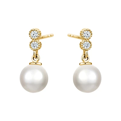 Boucles d'oreilles en or 10K avec perles 5 MM. Color: jaune | Doucet Latendresse
