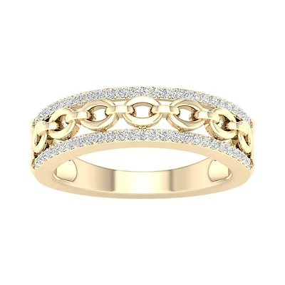 Bague à maillons fixes 10K diamants. Color: jaune | Doucet Latendresse