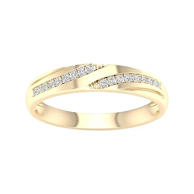 10K Gold Double Band Ring Set with Diamonds. Color: yellow | Doucet Latendresse