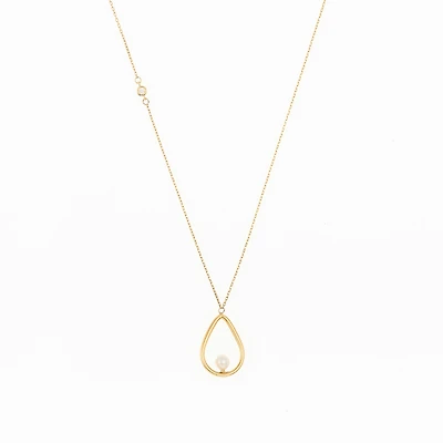 Pendentif perle - Or 10k & zircon cubique. Color: jaune | Doucet Latendresse