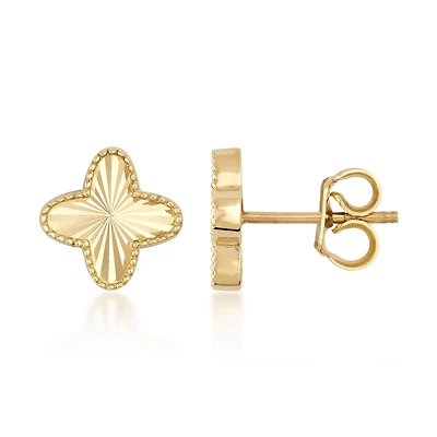 Trèfle stud earrings - 10k gold. Color: yellow | Doucet Latendresse
