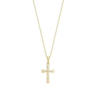 Pendentif Croix - Or 10k & Diamants. Color: jaune | Doucet Latendresse