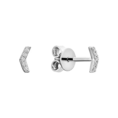V Shaped Earrings - 10k Gold & Diamonds. Color: white | Doucet Latendresse