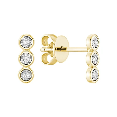 Illusion Earrings - 10k Gold & Diamonds. Color: yellow | Doucet Latendresse
