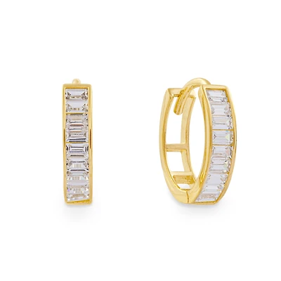 Boucles d'Oreilles Huggies - Or 10k & Zircon Cubique. Color: jaune | Doucet Latendresse