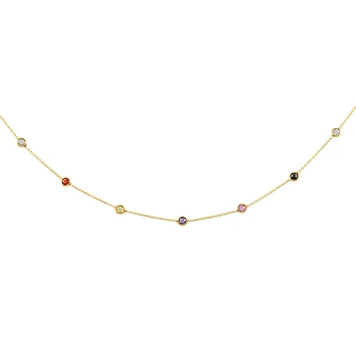 necklace in 10k yellow gold with multicolored zircons. Color: yellow | Doucet Latendresse