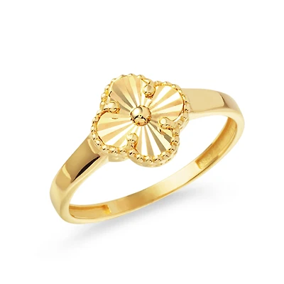 10k striped clover ring. Color: yellow | Doucet Latendresse