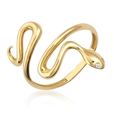 Bague Serpent - Or 10k & Zircon Cubique. Color: jaune | Doucet Latendresse