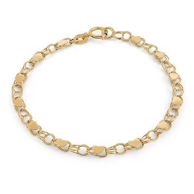 Bracelet Coeurs pour Enfant en Or 10K - 5.5''. Color: jaune | Doucet Latendresse