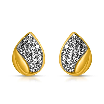 Boucles d'oreilles en forme de poire Or-10k &diamants. Color: jaune | Doucet Latendresse