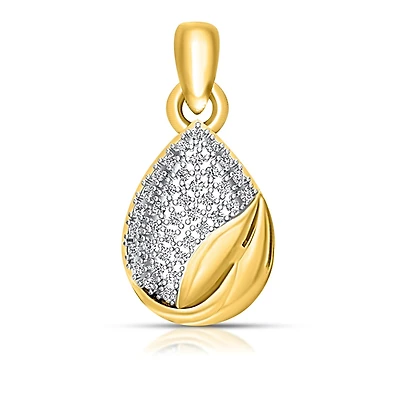 Pear-shaped pendant 10k Gold & Diamonds. Color: yellow | Doucet Latendresse