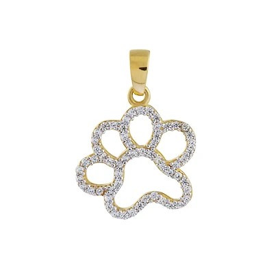 WOMEN'S DOG PAW PENDANT 2T GOLD-10K CUBIC ZIRCONIA( WITHOUT CHAIN). Color: 2 tone | Doucet Latendresse