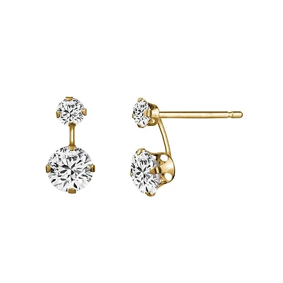 3mm Women's Earrings - 10k Gold & Cubic Zirconia. Color: yellow | Doucet Latendresse