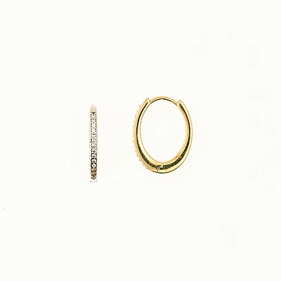 10k Gold and Cubic Zirconia Women's Oval Shape Earrings. Color: yellow | Doucet Latendresse