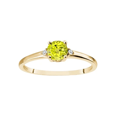 Peridot genuine women's ring  gold-10k diamonds. Color: yellow | Doucet Latendresse