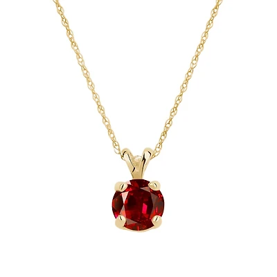 Pendentif femme grenat veritable avec chaine Or-10k. Color: jaune | Doucet Latendresse