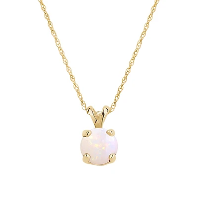 Genuine opal women's pendant with 10k Gold chain. Color: yellow | Doucet Latendresse