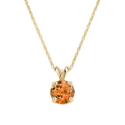 Genuine citrine pendant with a 10k gold chain - 6mm. Color: yellow | Doucet Latendresse