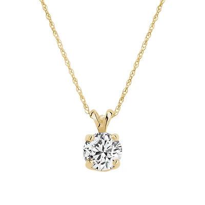 Women's genuine white topaz pendant with 10k Gold chain. Color: yellow | Doucet Latendresse