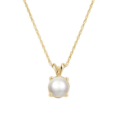 Women's real pearl pendant with 10k Gold chain. Color: yellow | Doucet Latendresse