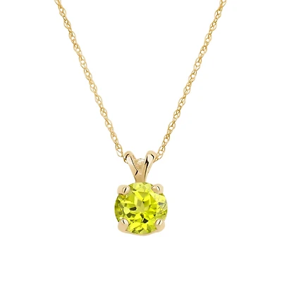 Genuine peridot women's pendant with 10k Gold chain. Color: yellow | Doucet Latendresse