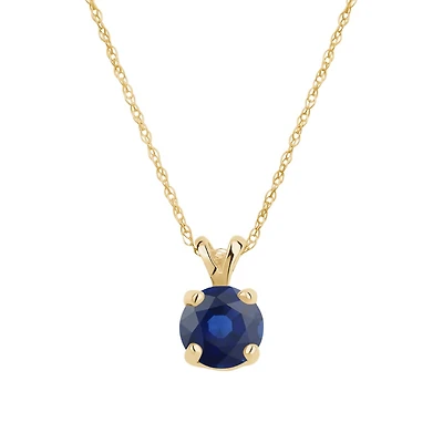 Genuine sapphire pendant with a 10k gold chain - 6mm. Color: yellow | Doucet Latendresse